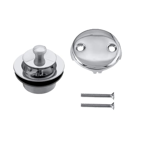 Westbrass Coarse Thread Twist & Close Bathtub Drain Trim with Two-Hole Overflow, Polished Chrome D94-2-26